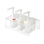 image of Carlisle 01363 Araven Sauce Dispenser Set, 3 × 1/9 GN 1.5 qt PP, 15" x 8‑7/8" x 7‑5/8" Pump - 3/Set
