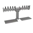 image of Glastender PT-10-SS Draft Tower, Countertop, 10 Stainless Steel Faucets, 4" Column, Stainless Steel