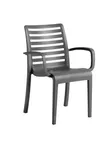 image of Grosfillex UT954002 Astoria Stacking Armchair, 23.6"W x 23.4"D x 34.7"H, Charcoal Polypropylene, UV Resistant, Stackable
