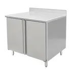 image of GSW USA CTD-P3072S 72" Sliding Doors Work Table with Mid-Shelf / Polished Stainless Steel Top