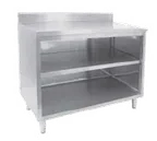image of GSW USA CTN-P3072 Open Front Work Table with Mid-Shelf, 72"W X 30"D / Polished Stainless Steel Top