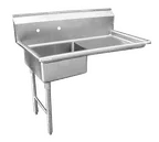 image of GSW USA DT48U-L 48" Soiled Undercounter Dishtableswith Sink Bowl - 16 Gauge / Right Drainboard