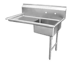 image of GSW USA DT48U-R 48" Soiled Undercounter Dishtableswith Sink Bowl - 16 Gauge / Left Drainboard