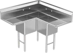 image of GSW USA SE15153C Corner Sink, Three Compartment, 45"W X 45"D X 45"H