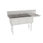 image of GSW USA SE15153R Three Compartment Sink, 63-3/8"W X 21"D X 45"H