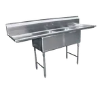 image of GSW USA SE18182D24 Sink, Two Compartment, 84-1/4"W X 24"D X 45"H