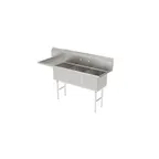image of GSW USA SH18243L Three Compartment Sink, 75-3/8"W X 30"D X 45"H