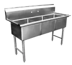 image of GSW USA SH24243N Three Compartment Sink, 78-3/8"W X 30"D X 45"H