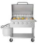 image of Koolmore CGKIT3-36D Commercial LP Gas Outdoor Grill w/ 5 Burners, Roll Dome, 80.000 BTU