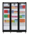 image of Koolmore KM-MDR-3FGD 71" Merchandiser Refrigerator, 46.1 cu ft, 3‑Section, Black Finish, 12 PVC Shelves