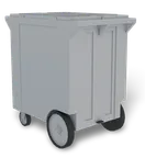 image of Kloppenberg PCC-250 Ice Shuttle Cart, 250 lb Gray Plastic Bin with Hinged Cover, NSF, Made in USA