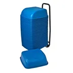 image of Koala KB424-04 System 36 Cinema Seat, 16-1/2"W x 16"D x 5"H, Blue, Seamless Plastic, 36 Nesting Seats with Rolling Cart
