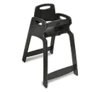 image of Koala KB833-02 ECO Chair High Chair, 16.5W x 23.25D x 30.25H, Black Frame & Seat, Stackable, 100% Recycled Plastic