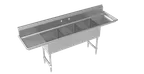 image of Krowne CS-1818-3-LR-LF Three Compartment Sink, 90"W X 24"D X 43"H