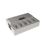 image of Krowne KR-GT24 Garnish Station, Fits 24" x 24", 10 Cups, Ice Pack, Cover, NSF, Stainless Steel