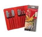 image of Louis Tellier 908310802 Carving Set, 8-Piece, Steel, Black Plastic Handle, 12mm Melon Baller - Set