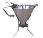 image of Louis Tellier EX180014 Sauce Funnel, Steel, 9-1/2" x 11", 1.9 L (2 Qt), 4/6/8 mm Nozzles & Stand
