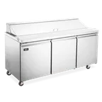 image of Omcan USA 50130 70.4" 3-Section Mega Top Sandwich Prep Table, 30 Pans, Stainless Steel