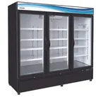 image of Serv-Ware GF72B-HC 83" Three-Section Glass Door Freezer Merchandiser, 23 cu ft, 5/8 HP Compressor, LED Display
