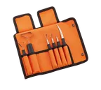 image of Louis Tellier 909050602 6 Sculpting Set, Stamped Black Plastic Handle, Stainless Steel Blades - Set