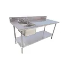image of Serv-Ware TSF-3048-L 48" Work Table with Prep Sink(s) / Bowl on Left - 16 Gauge