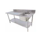 image of Serv-Ware TSF-3060-R 60" Work Table with Prep Sink(s)  / Bowl on Right - 16 Gauge
