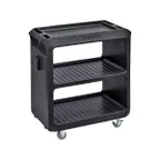image of Cambro BC225110 NSF Black Polyethylene 3-Shelf Service Cart - 28" x 16" x 32.25"