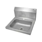image of John Boos PBHS-W-1410-1DM 14" Wall Mounted Hand Sink without Faucet - with Single Deck Hole
