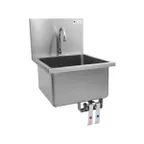 image of John Boos PBHS-W-1616-KV 18" Wall Mounted Hand Sink w/Hands Free Faucet & Double Knee Valves-16 g 