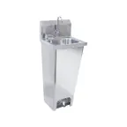 image of Krowne HS-14 15" Pedestal Mounted Hand Sink w/Hands Free Faucet, Foot Valve & Soap Dispenser - 20 g