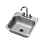 image of Krowne HS-1515 15" Drop In Hand Sink with Faucet - 20 gauge / no Backsplashes