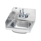 image of Krowne HS-2-LS 15" Wall Mounted Hand Sink with Faucet - 20 gauge / Back & Left Splashes