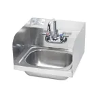 image of Krowne HS-26L 15" Wall Mounted Hand Sink with Faucet - 20 gauge / 3 Splashes