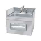 image of Krowne HS-74 18" Recessed Hand Sink with Faucet, Soap & Towel Dispenser - 20 gauge / 3 Splashes