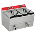 image of BakeMax BMFE020 24.4" Double Mini Countertop Electric Fryer, Split Pot, 24 Ibs, 208v/60/1-ph