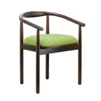 image of G & A 4682 Cody Side Chair, Natural Cane Wood Back, Upholstered Seat, Black Finish, European Beechwood Frame