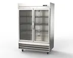 image of Hubert 138460 29" 2-Glass Door Reach-In Refrigerator, 47 cu. ft., Bottom Mounted