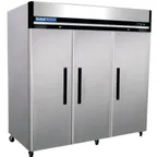 image of Hubert 29870 81" 3-Solid Door Reach-In Refrigerator, 72 cu. ft., Top Mounted