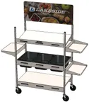 image of Lakeside 172619  Stainless Steel Grab 'N' Go Cart w/ (3) Shelves - 21.3" D x 41.57"L