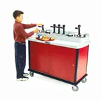 image of Lakeside 70640 Condi-Express Condiment Cart w/ (1) 7 qt. Poly Round Pump Dispensers & (6) 3 qt. Poly Rectangular Pump Dispensers