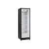 image of Omcan USA 48381 - 24" One-Section Merchandiser Refrigerator, Black Steel, Glass Door, Defrost