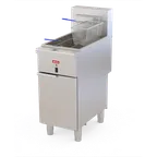 image of Omcan USA 48554 16" Floor Model Electric Deep Fryer, Full Pot 50 Ibs, 208v/60/3-ph, Stainless Steel