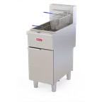 image of Omcan USA 48555 16" Floor Model Natural Gas Full Pot Fryer, 50 lbs