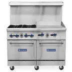 image of Standard Range SR-R48-24MG 48" Gas Restaurant Range w/ (4) Burners, 24" Griddle & (2) Ovens