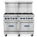image of Standard Range SR-R48 48" Gas Restaurant Range w/ (8) Burners, (2) Ovens, 306,000 BTU