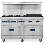 image of Standard Range SR-R60-24CB 60" Gas Restaurant Range w/ (6) Burners & 24" Charbroilers