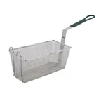 image of Winco FB-30 13 1/4" x 5 7/8" Rectangular Fry Basket w/ Green Handle