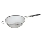 image of Winco MSTP-10SF 10.25" Single Fine Mesh Strainer, Stainless Steel w/ Plastic Handle 