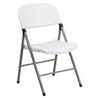 image of Flash Furniture DAD-YCD-70-WH-GG Hercules Series Folding Chair, 330 lb, White Plastic Seat & Back, Gray Frame