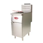 image of Hubert 67757 15" Floor Model Gas Deep Fryer Full Pot Propane, 40 Ibs, 90.000 BTU, Stainless Steel